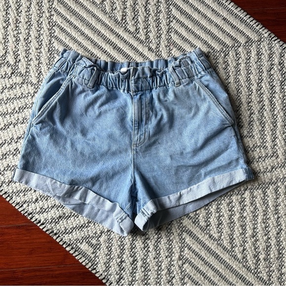 Garage Pants - Garage Light Wash Paperbag Waist Cuffed Shorts